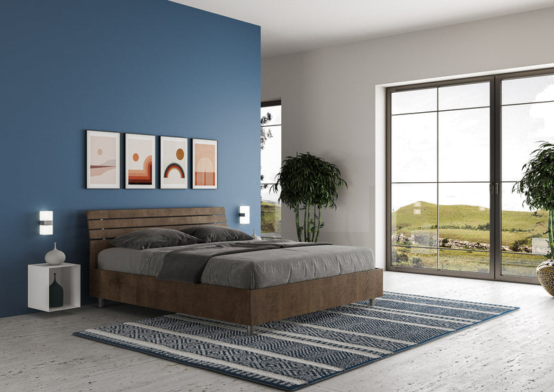 Letto Matrimoniale Testata Doghe Inclinata Ankel Noce Varie Misure