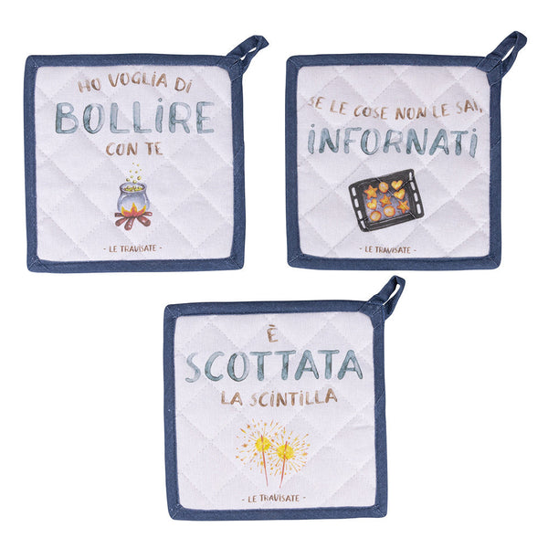 Set 3 Presine 20x20 cm in Cotone VdE Tivoli 1996 Le Travisate Bianco sconto