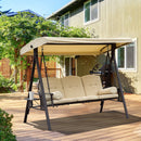 Dondolo 3 Posti da Giardino 208x121x172 cm in Metallo e Tessuto Beige