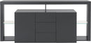 Credenza con 2 Ante 3 Cassetti e Ripiani in Vetro a Giorno 180x40x80 cm Essential 2A 3C Grigio Antracite Opaco  