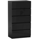 Cassettiera 5 Cassetti 55x34x100 cm Design Moderno e Multiuso in Legno Nero      