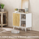Credenza Moderna Mobile Basso 80x39x76 cm con Armadietto e Vani a Giorno in Legno Bianco  