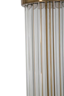 Lampada da Terra Ottoman Ø40x158 cm in Ferro e Vetro e Tessuto Oro e Bianco