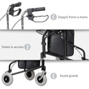 Deambulatore per Anziani e Disabili ad Altezza Regolabile 60x62x84-100,5 cm con Cestino e Vassoio Nero   