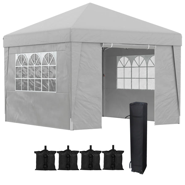 Gazebo da Giardino 300x300 cm Pieghevole ad Altezza Regolabile con Finestrelle in Acciaio e Tessuto Oxford Grigio Chiaro acquista