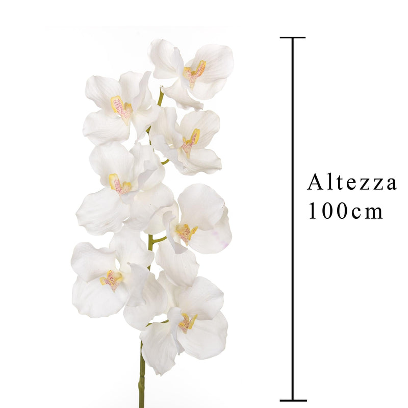 Set 3 Orchidea Artificiali Vanda Altezza 100 cm Bianco