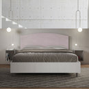 Letto Matrimoniale con Rete e Contenitore Alzata Comoda Struttura Bianco Frassico e Testata in Microfibra Antilia Glicine Varie Misure
