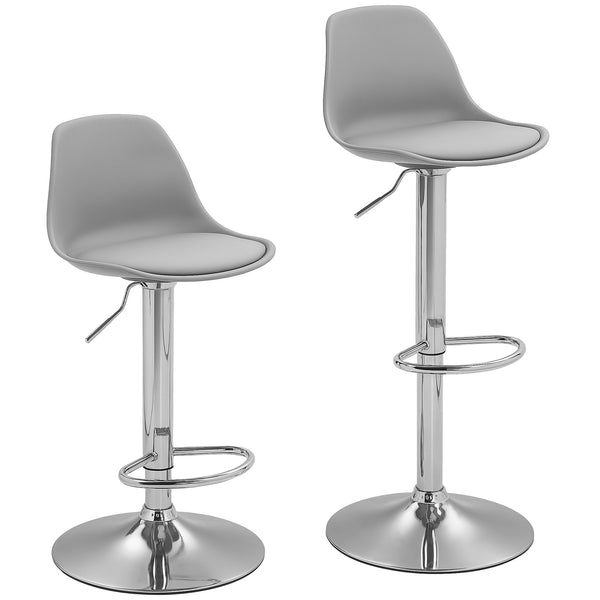 Set 2 Sgabelli da Bar 38x42x82-104 cm con Schienale e Poggiapiedi in PP Pelle PU e Acciaio Grigio prezzo