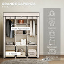 Armadio Salvaspazio 125x43x162,5 cm con Base Rialzata 8 Ripiani e 2 Barre in Tessuto non Tessuto e Acciaio Crema      