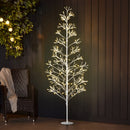 Albero di Natale Artificiale 180 cm 384 Luci LED Bianche per Interni ed Esterni al Coperto Bianco 