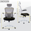 Sedia Direzionale da Ufficio 62x63x119/129 cm Ergonomica con Braccioli Pieghevoli Certificata EN1335 Bianca e Nera