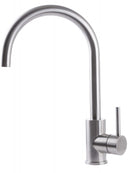 Rubinetto Cucina Miscelatore Monocomando Lavello Canna Tonda Girevole in Acciaio Inox