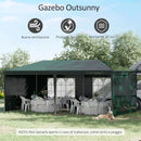 Gazebo da Giardino 585x295x255 cm con Pareti Rimovibili e Finestre Trasparenti Verde   