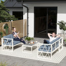 Set Salotto da Giardino Angolare Poltrona Reclinabile 2 Divanetti con Cuscini e Tavolino Grigio   