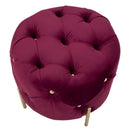 Puff Diamond Glam Bordeaux Ø45x40 cm in Ferro e MDF e Spugna e Poliestere Bordeaux e Oro