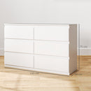 Comò Cassettiera 6 Cassetti 120x39x75 cm con Maniglie a Gola in Legno Bianco   