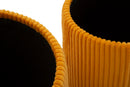 Puff con Contenitore Bolzano Senape Set 2 Pz Ø38x38 cm - Ø32x28 cm in MDF e Spugna e Poliestere Giallo      