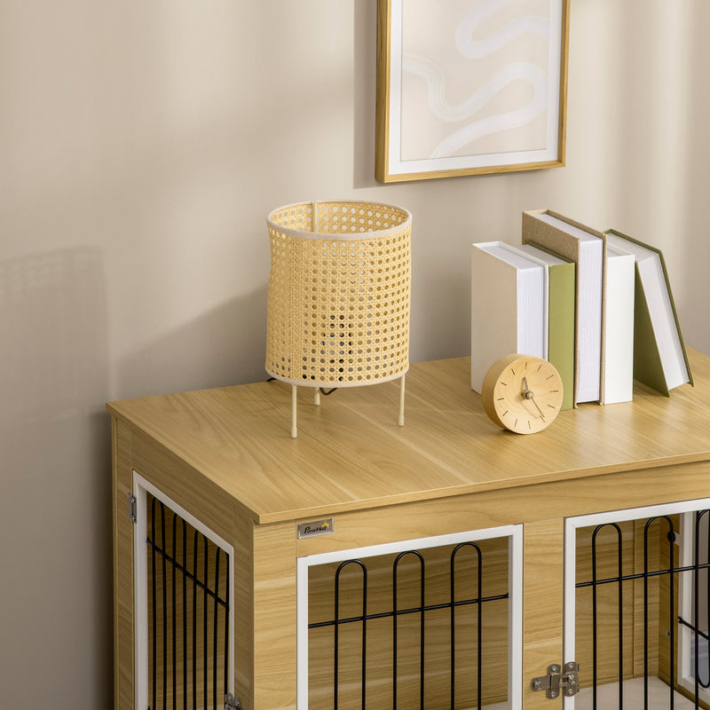 Casetta per Cani Taglia Media e Grande 90x58x65 cm con 2 Porte Bloccabili Rovere   