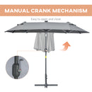 Ombrellone Doppio da Giardino 295x150x219 cm in Acciaio e Poliestere Grigio