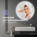 Specchio Bagno Rotondo Ø70 cm con Luci LED  3 Tonalità Interruttori Touch e Design Antiappannamento    