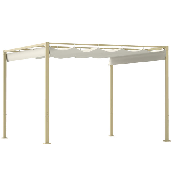 Gazebo da Giardino Pergola 298x297x221 cm con Tettuccio Retrattile Viti e 8 Picchetti in Poliestere 180g e Metallo Cachi prezzo