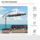 Ombrellone da Giardino a Braccio Ø265x265H cm con Apertura a Manovella Grigio   