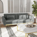 Divano Letto Singolo Clic Clac 206x81x83 cm in Tessuto Effetto Velluto con 2 Cuscini Grigio 