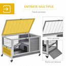 Conigliera 90x53x59 cm con Rampa e 4 Ruote in Legno Grigio  