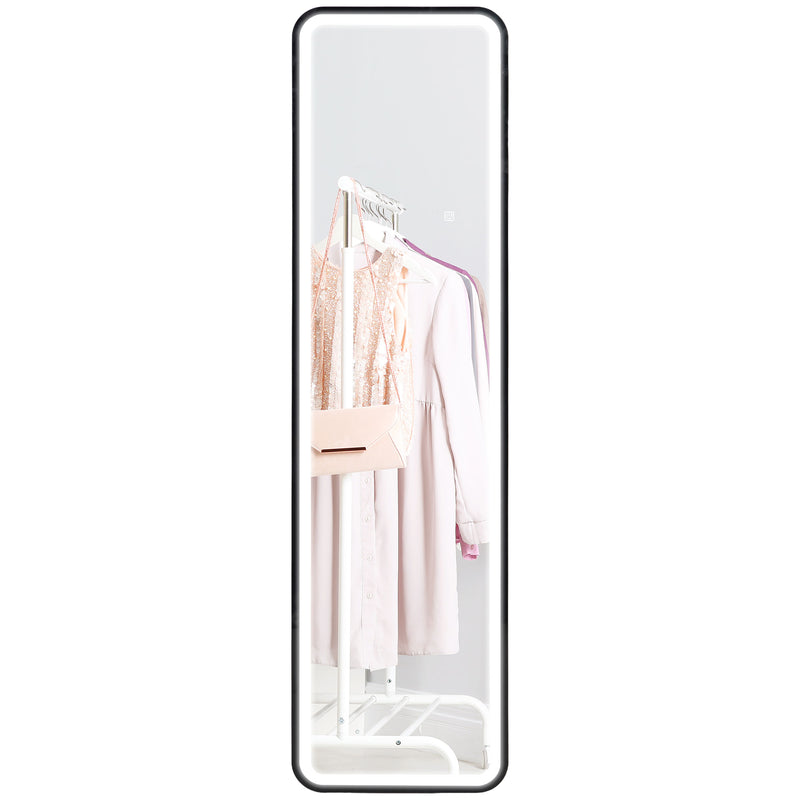 Specchio da Parete Touch con Illuminazione LED Regolabile 40x3x120 cm in Metallo Nero  