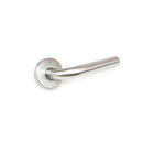 Maniglie per Porta da Interno con Rosetta Ø53 mm Modello L Acciaio Nickel Satinato. Emuca