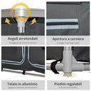 Mobile da Campeggio 3 Mensole 96x49,5x104 cm in Alluminio e Tessuto Oxford Grigio