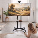 Supporto TV da Pavimento 32-75 Pollici 76x56x120-187,5 cm con Ruote a Freno e Altezza Regolabile in Metallo Nero      