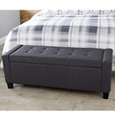 Cassapanca Pouf Contenitore Panca Fondoletto 110x40x40 cm in Tessuto Grigio Scuro      