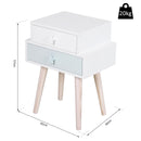 Comodino con 2 Cassetti in Legno MDF 42x30x57 cm  Bianco e Blu