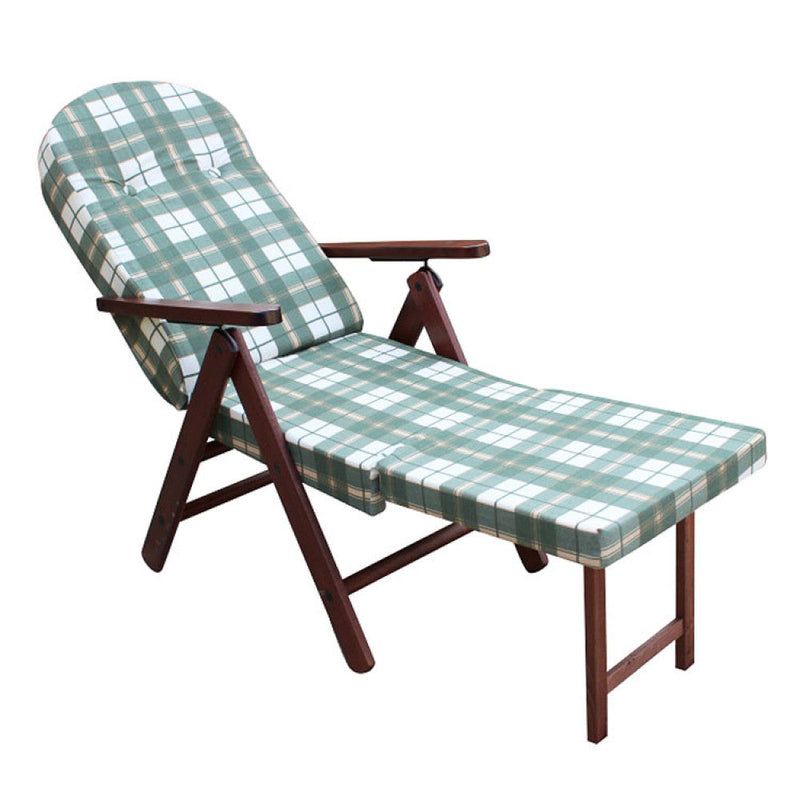 Poltrona 4 Posizioni Relax Faggio con Cuscino e Prolunga 84/40x 60x100 h cm in Cotone Verde