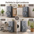 Cassettiera 37x37,5x80 cm Pratika Kool Multiuso con 4 Cassetti in Plastica Grigio      