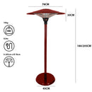 Stufa Elettrica Fungo Riscaldante Infrarossi Saturno Esterno-Interno Regolabile Bordeaux