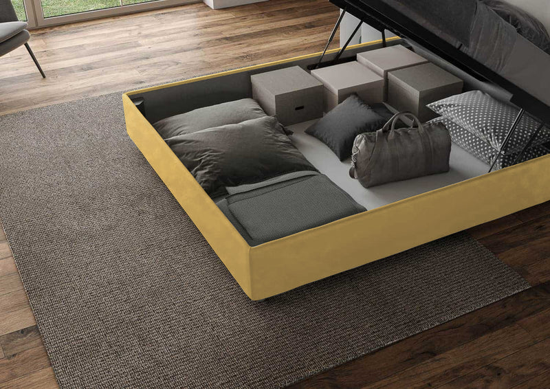 Letto Matrimoniale Imbottito in Microfibra Appia Large Ocra Varie Misure