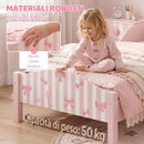 Letto Montessori per Bambini 3-6 Anni 146x76,5x54,5 cm con Sponde Anti-Caduta a Forma di Fiocco in MDF e Compensato Rosa      