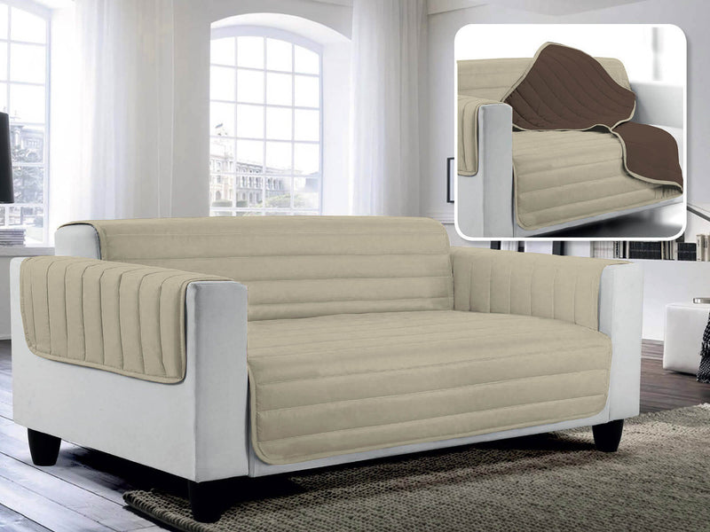 Copridivano Trapuntato 1 Posto Double Face in Microfibra Tortora e Marrone 