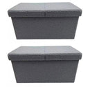 Set 2 Pouf Contenitore 76x38x38 cm Joris in Bouclè Grigio