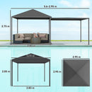 Gazebo da Giardino Estensibile 295-560x295x275 cm Copertura in Poliestere UPF30+ con Ruote Grigio  