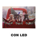 Quadro con led legno cani multicolor rettangolare cm 60x40xh1,8