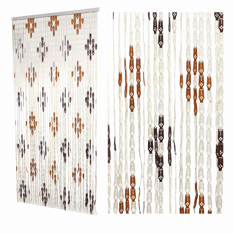 Tenda a Fili per Porta Antimosche 140x240 cm in Plastica Rombi Noce Chiaro Grande