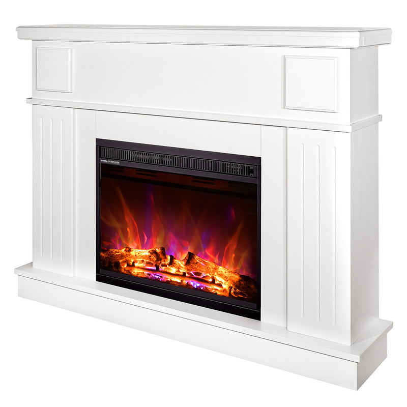 Camino Elettrico da Pavimento 95x120x30 cm Effetto Fiamma 1500W Olimpia & Lorance color Bianco