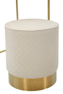 Comodino Toeletta con Puff Vellit Crema Ø52x70 cm - Ø36x39 cm in Pino e MDF e Metallo      