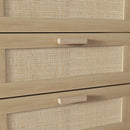 Cassettiera 6 Cassetti Stile Boho per Soggiorno e Camera da Letto 110x40x75 cm in Legno e Rattan Naturale