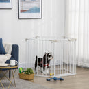 Cancellino per Cani Regolabile e Pieghevole 300x74,5 cm con Chiusura Automatica e Blocco in Metallo e Plastica Bianco      