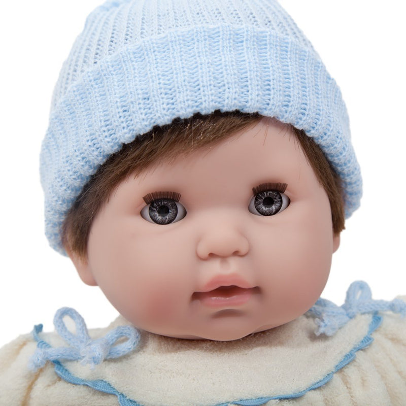 Bambola Bebè con Vestitino Beige Azzurro 38cm JC Toys