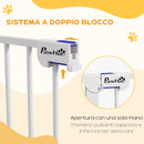 Cancelletto per Cani a 3 Pannelli Pieghevoli 206x120 cm Doppio Blocco in Acciaio e Plastica Bianco  